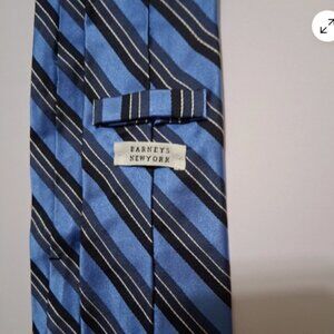 Barneys‎ New York Luxury Silk Navy Stripe Tie 59x3.5in USA Pre‑Owned E25